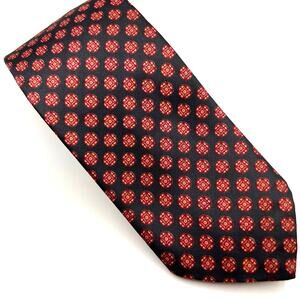 Orsini of Florence Italy - Men's Tie - Foulard Narrow Black Red All Over Design